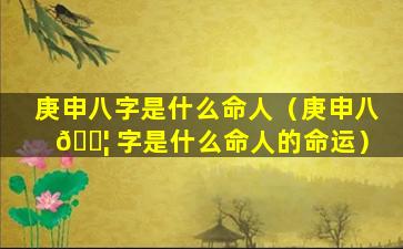 庚申八字是什么命人（庚申八 🐦 字是什么命人的命运）